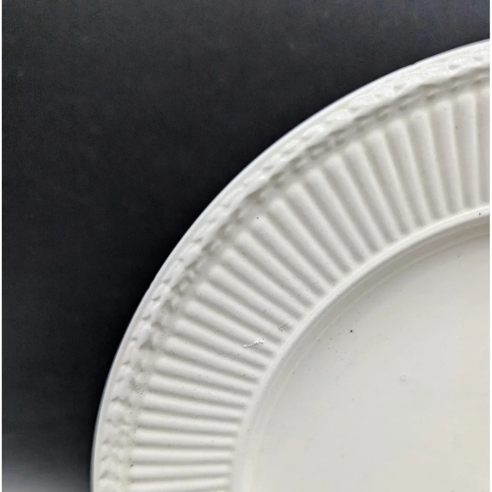Antique Wedgwood Edme Creamware Salad Plates Set of 5 Ribbed Laurel Rim England‎